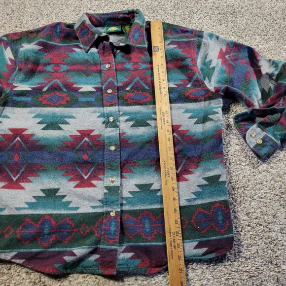 Cabela's Flannel Shirt Womens Large Multicolor Long Sleeve Aztec Southwestern - Picture 4 of 7